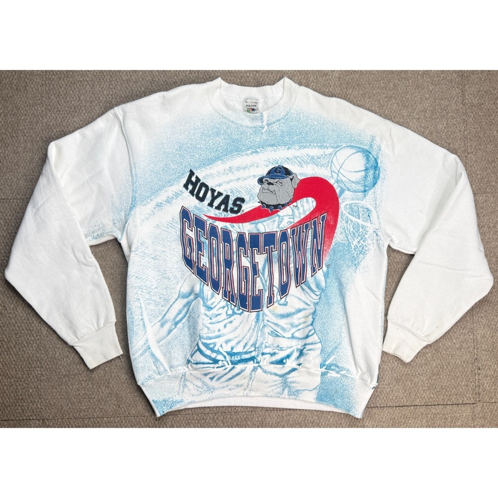 Fruit Of The Loom NCAA Vtg Rare Georgetown‎ Hoyas Basketball Sweatshirt Size XL